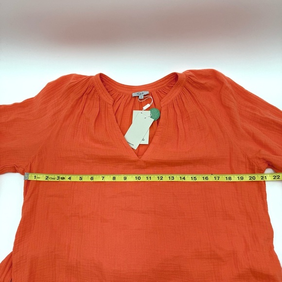 NWT Rails Women’s Aureta V-Neck Tiered Organic Cotton Belted Dress Papaya Medium - Picture 12 of 15